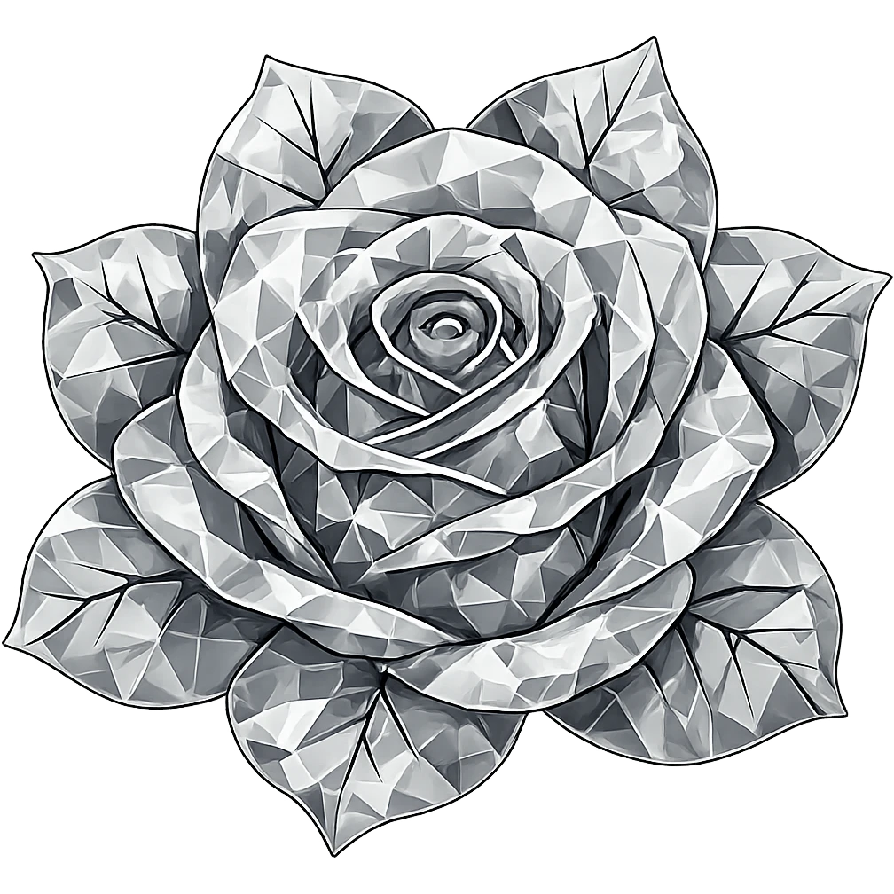 Transform the blue icy rose emoji into a diamond-like appearance while preserving the emoji style. Remove the background to isolate the subject. emoji