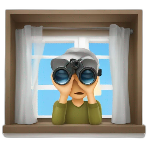 man with binoculars from window emoji