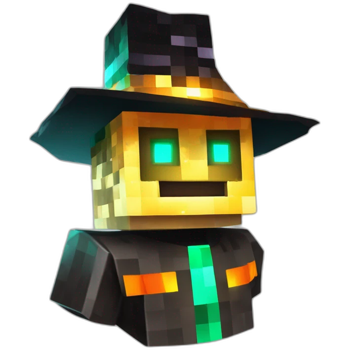 Pixel Minecraft Fedora Halloween Head Mask Diamond Obsidian Emerald Flame Shiny Glow Reward Legendary Unique Epic Mystery emoji