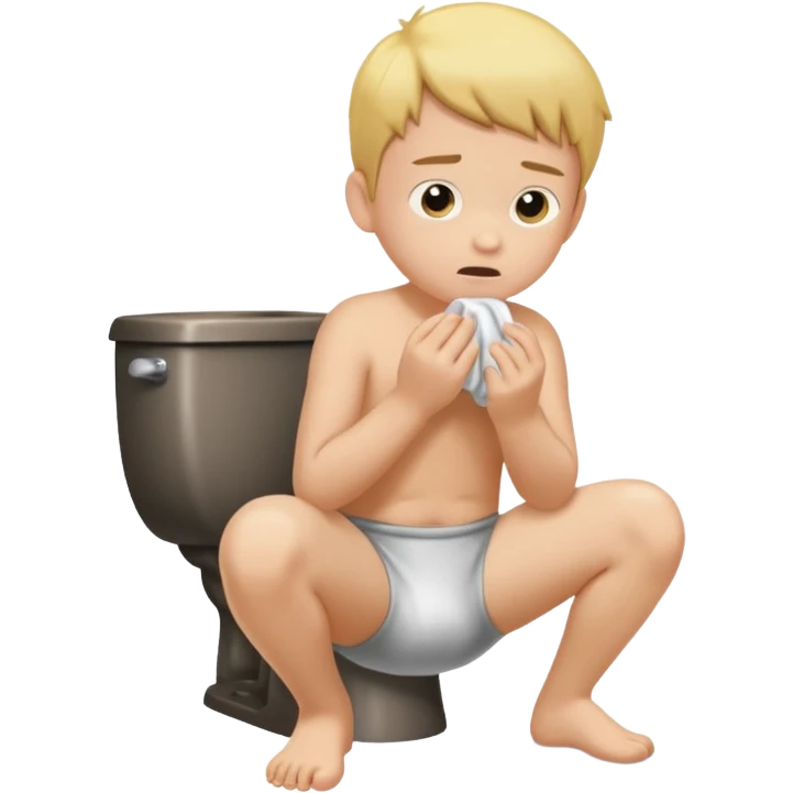 A kid sqa boy squating down pooping on his wet stinky underwearu emoji