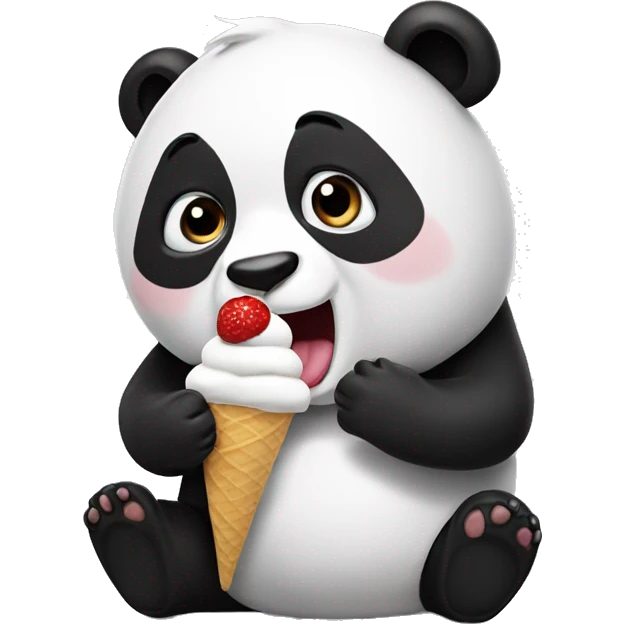 Panda eating ice cream emoji