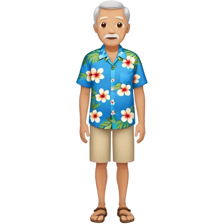 old man with hawai blue floweral shirt  full body emoji