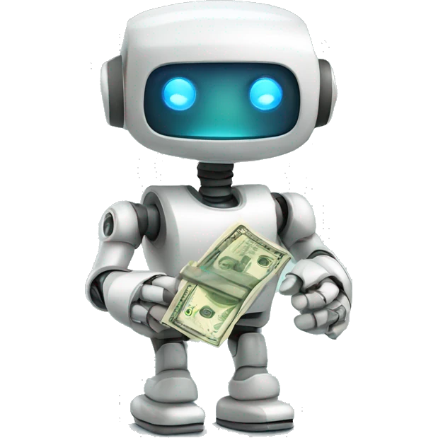 Cute robot with money emoji