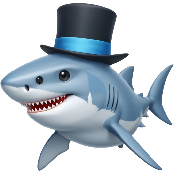 Shark with a top hat emoji