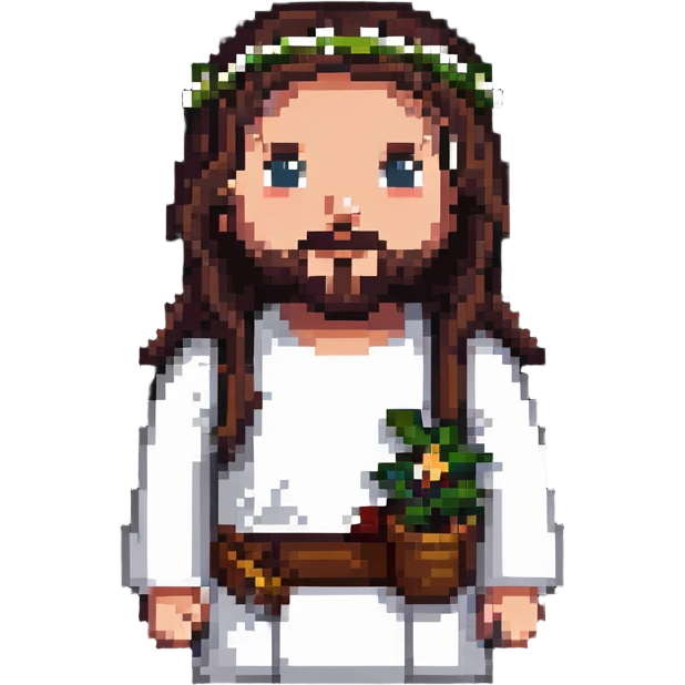 Jesus meditating, peaceful expression emoji