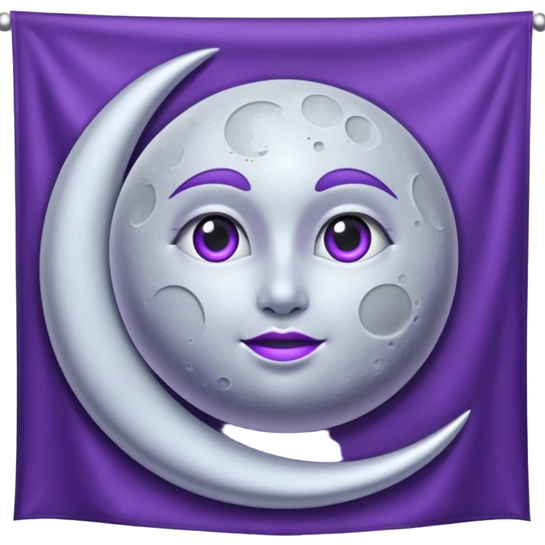Moon Banner — silver cloth + violet trim emoji
