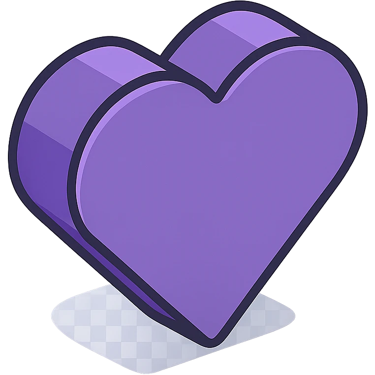 purple heart, geometric, 2D isometric style, no text emoji