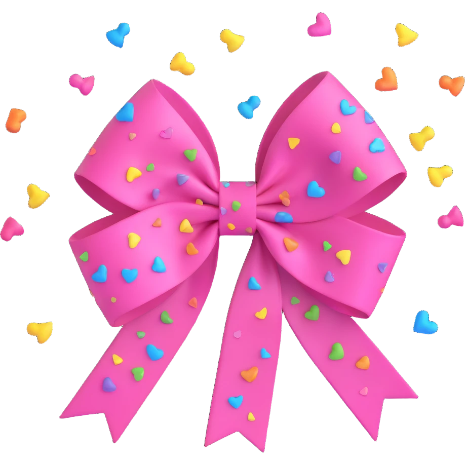pink bow with confetti burst background emoji