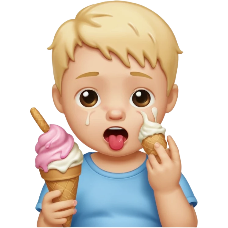 Baby crying while eating ice cream emoji