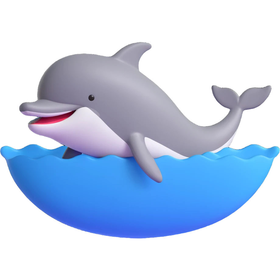 Chilean dolphin, swimming, soft lighting, cute, 3D emoji style emoji