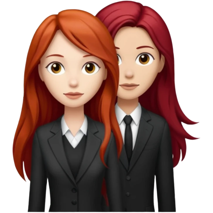 Mujer flaca con cabello largo color rojo color de piel blanca, hombre de color medio moreno con cabello color negro, flaco emoji