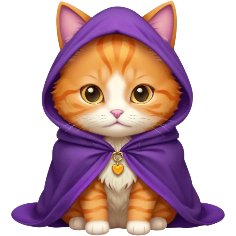 baby orange cat in purple cloak emoji