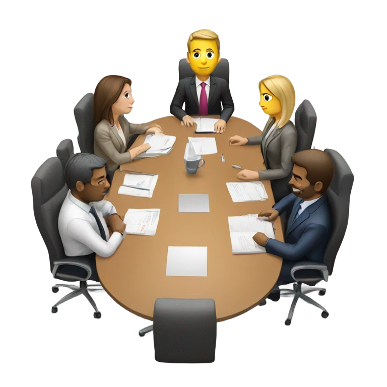 5 people business meeting sitting at a table emoji