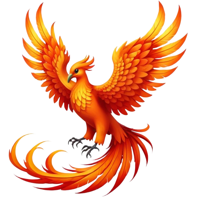 Magical phoenix bird with fire wings emoji