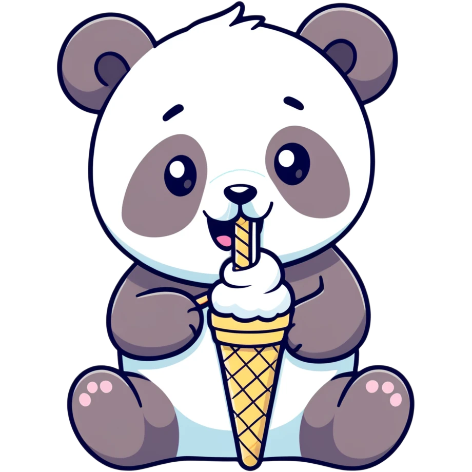 Panda eating ice cream emoji