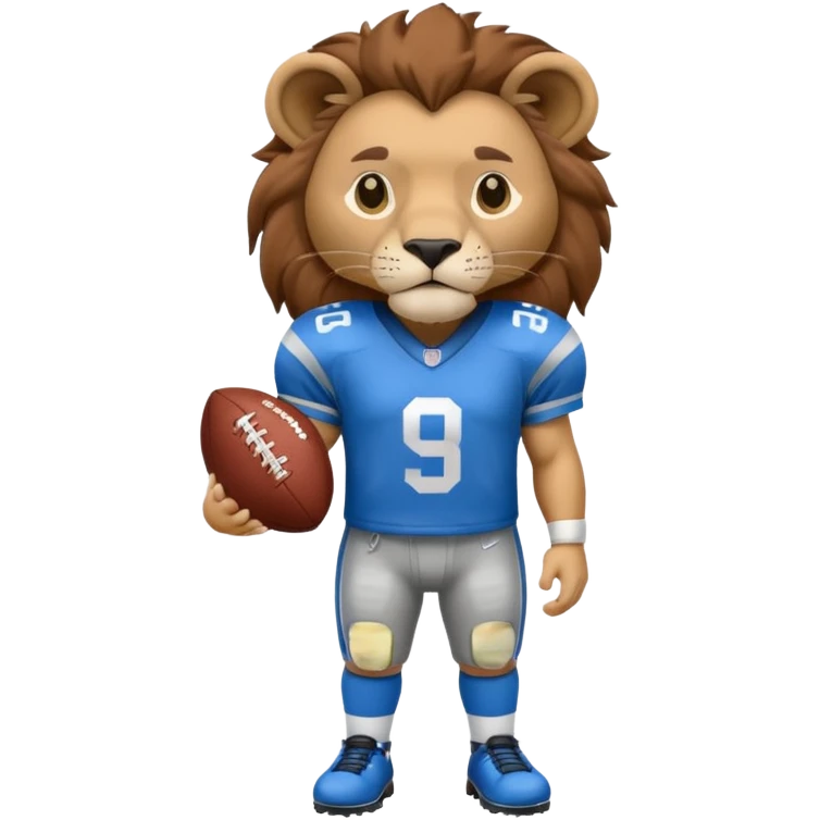 blue color lion wearing american football jersey emoji