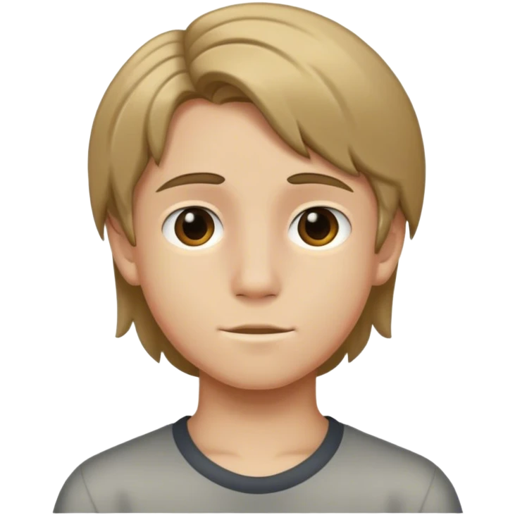 13 year old boy with a middle part, dark blonde hair emoji