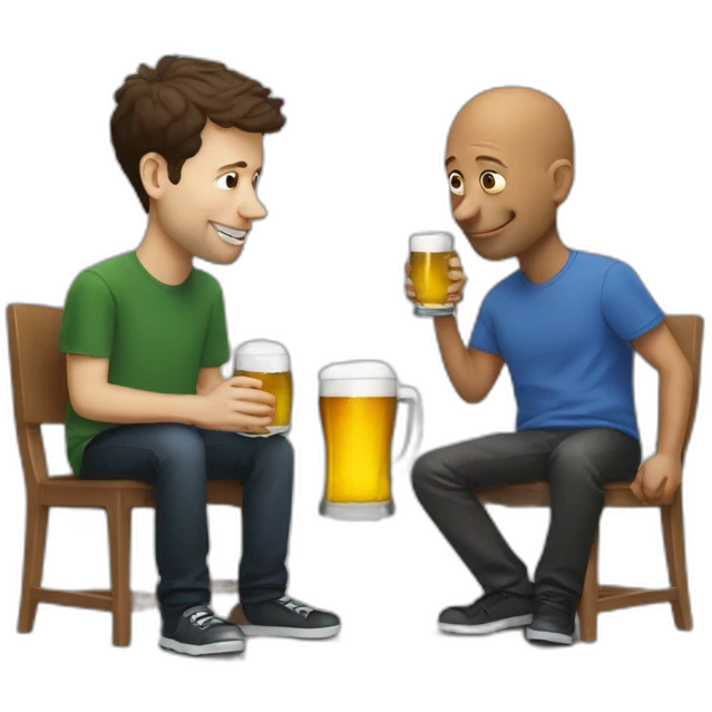 Sam Altman drinking beer with Satya Nadella emoji