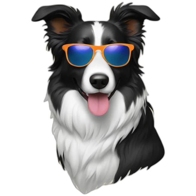 Border collie with sunglasses emoji