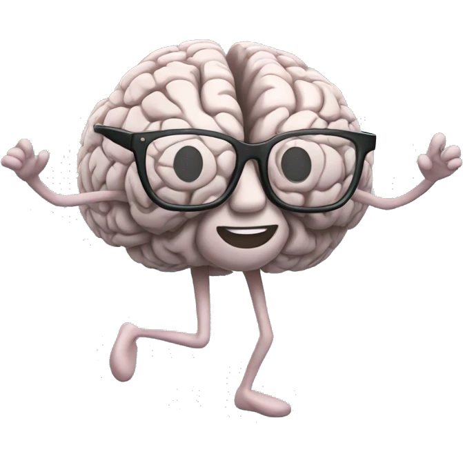 brain with legs and glasses dancing emoji