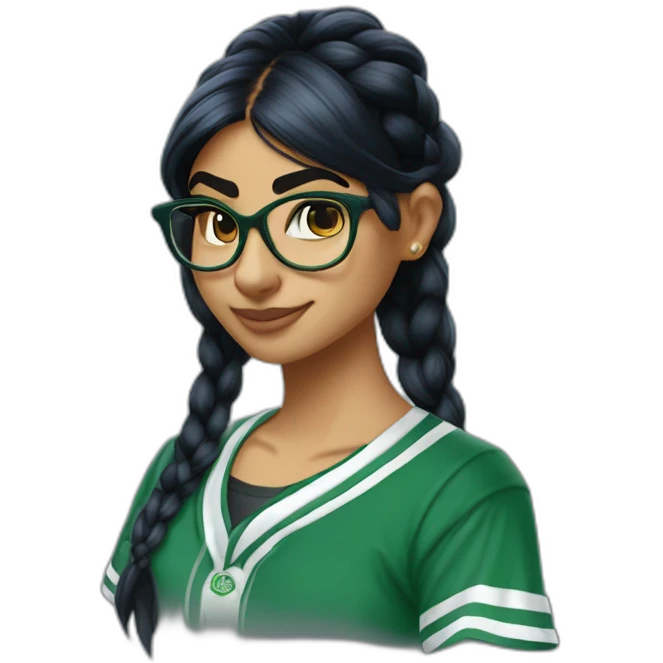 Mia Khalifa slytherin baseball tshirt braid emoji