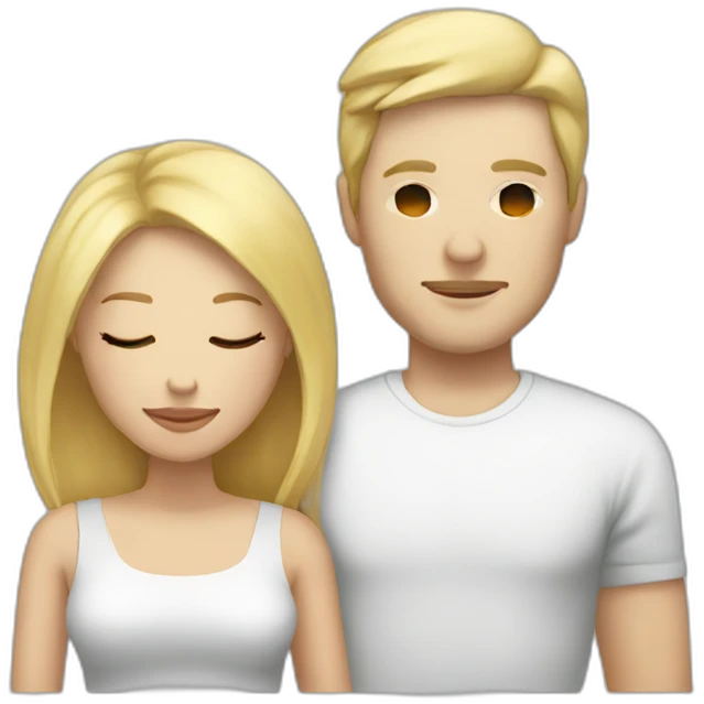 Couple sleeping, blond woman, white man with black hair emoji