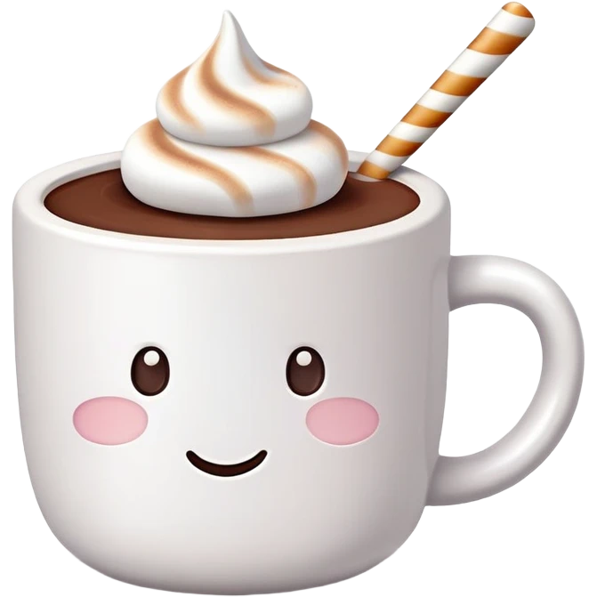Hot chocolate cup with marshmallow  emoji