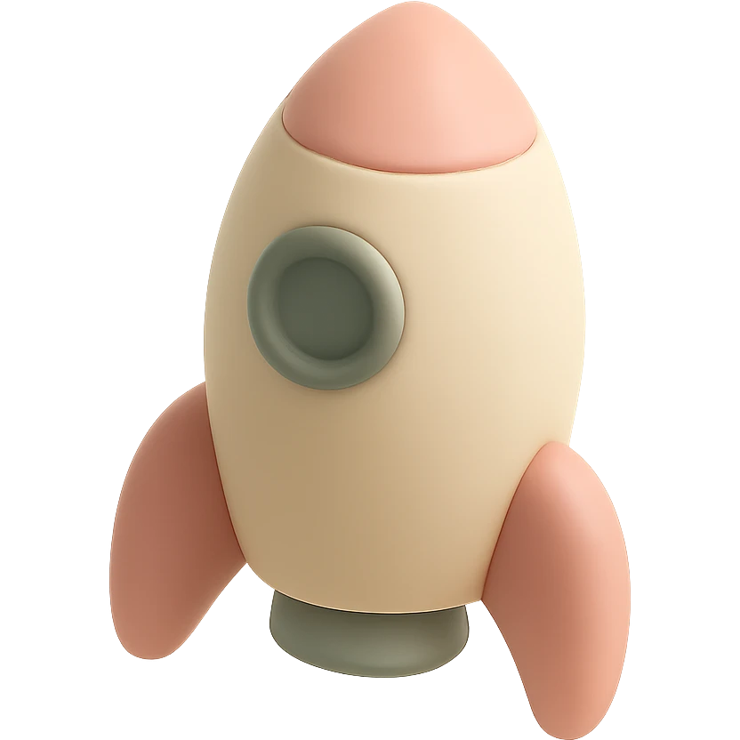 minimalist 3D poly icon of a rocket emoji