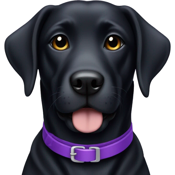 Black lab girl dog with purple collar emoji