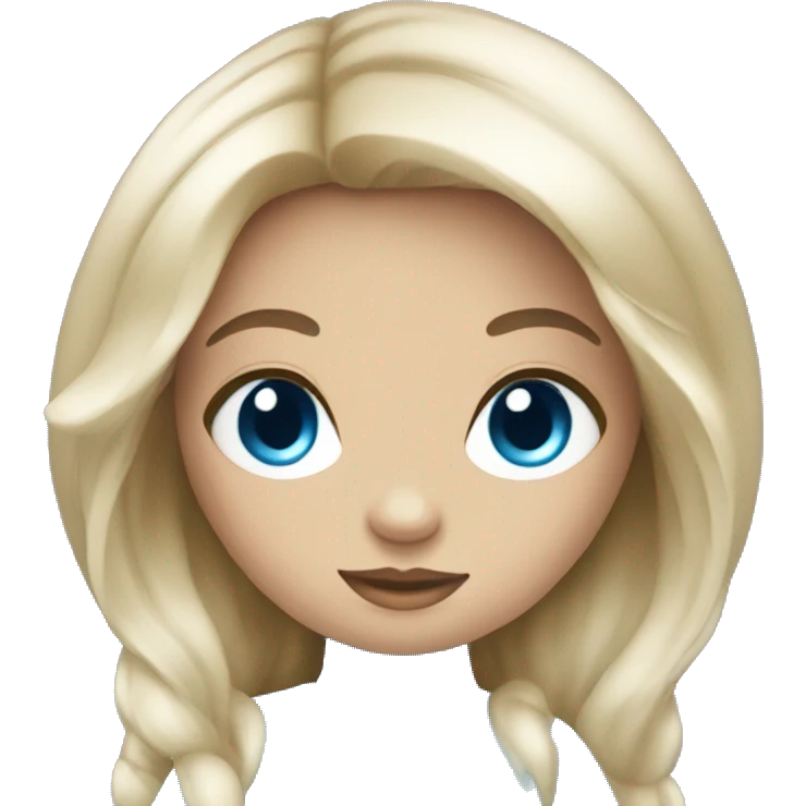 Doll with black long hair and blue eyes emoji