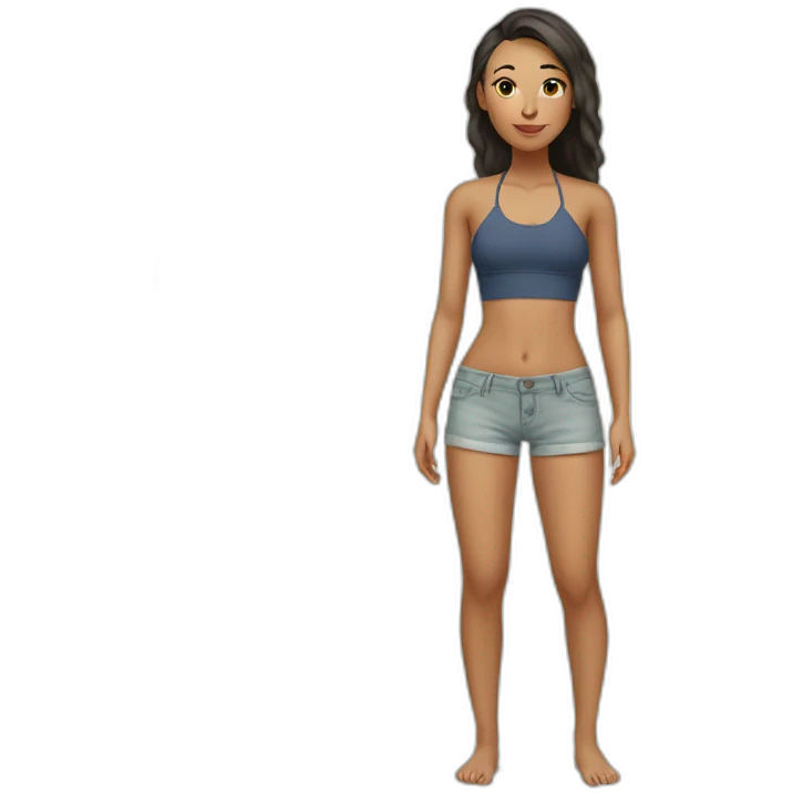full body tall slim blasian girl beach no hair emoji