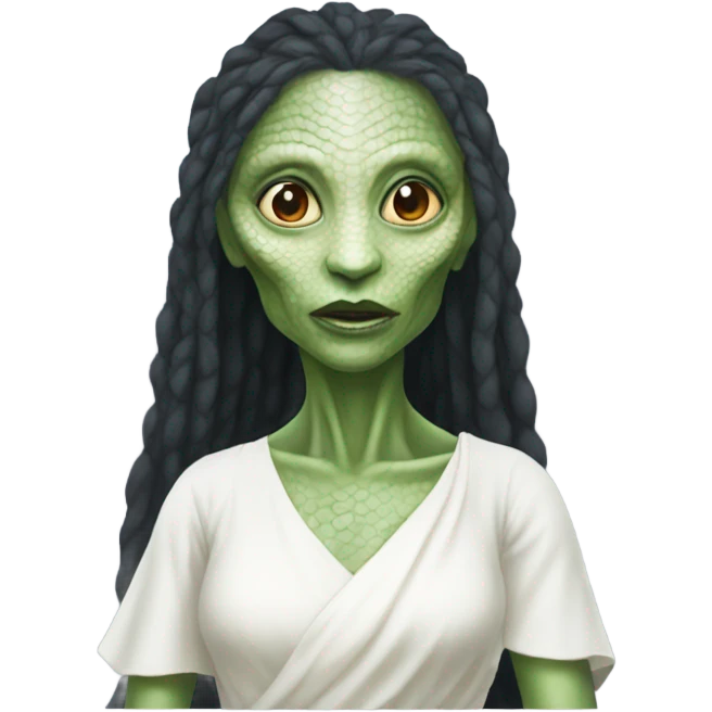 a reptilian alien woman in white dress emoji