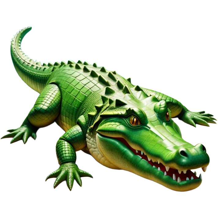 cinematic-crocodile-realistic-full-body-lounging-emoji,-massive-scaled-body-partially-submerged-in-shallow-water,-head-tilted-dramatically,-rough-green-and-brown-hide-textured-with-deep-ridges,-simplified-yet-realistic-focused-features,-highly-detailed,-glowing-with-an-almost-sarcastic-glow emoji