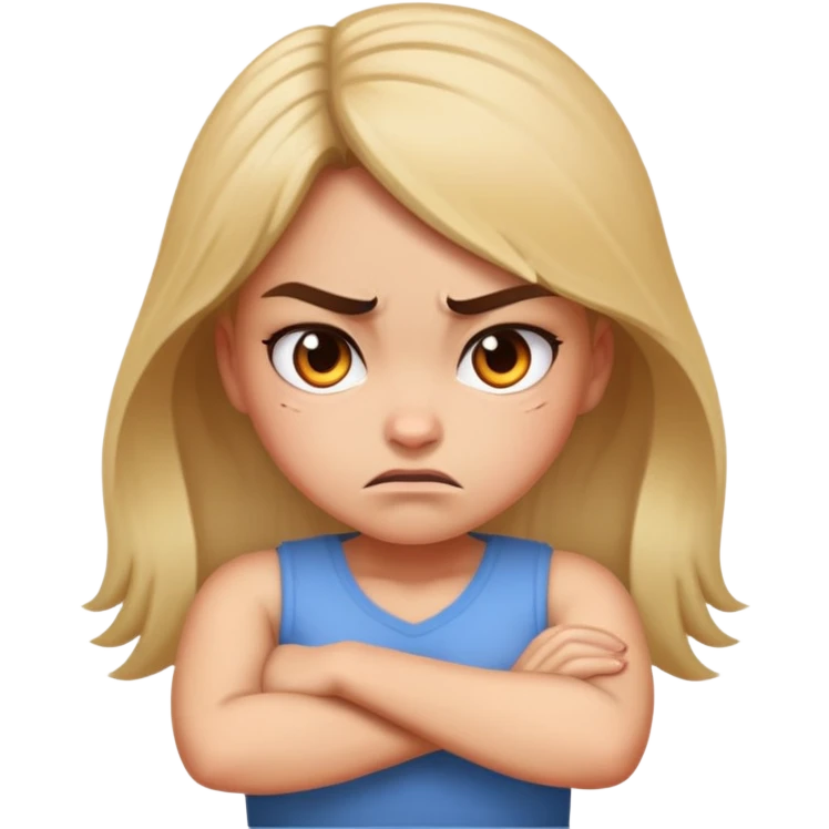 Girl with arms crossed mad emoji