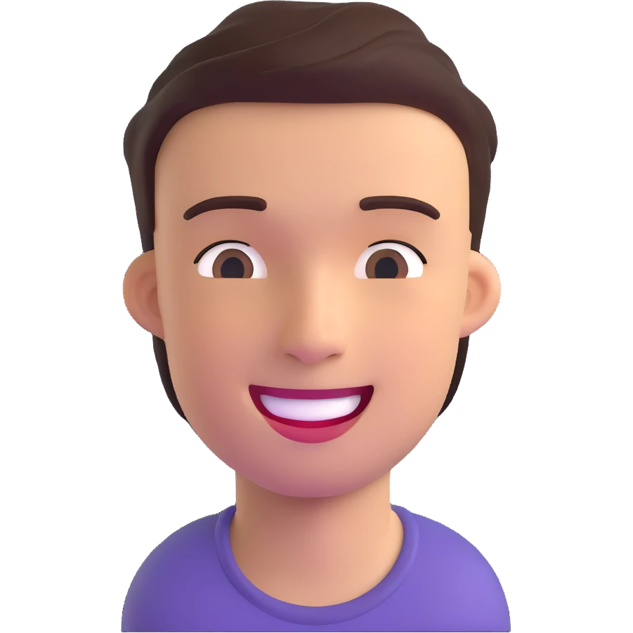 happy young man, cheerful expression emoji