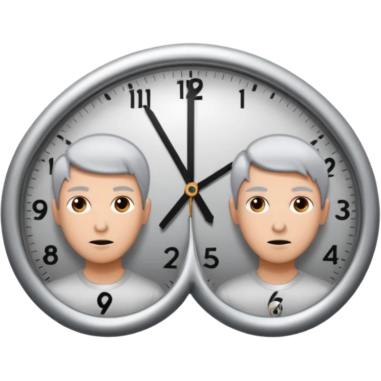 A person being pulled in two opposite directions by clocks emoji