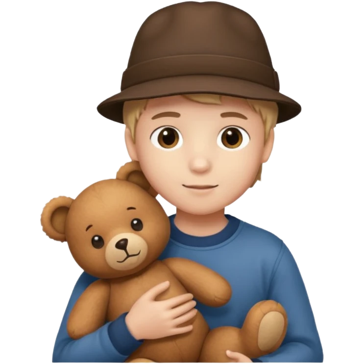 boy wearing hat with teddy bear  emoji