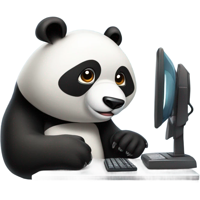 emoji de oso panda usando computador  emoji