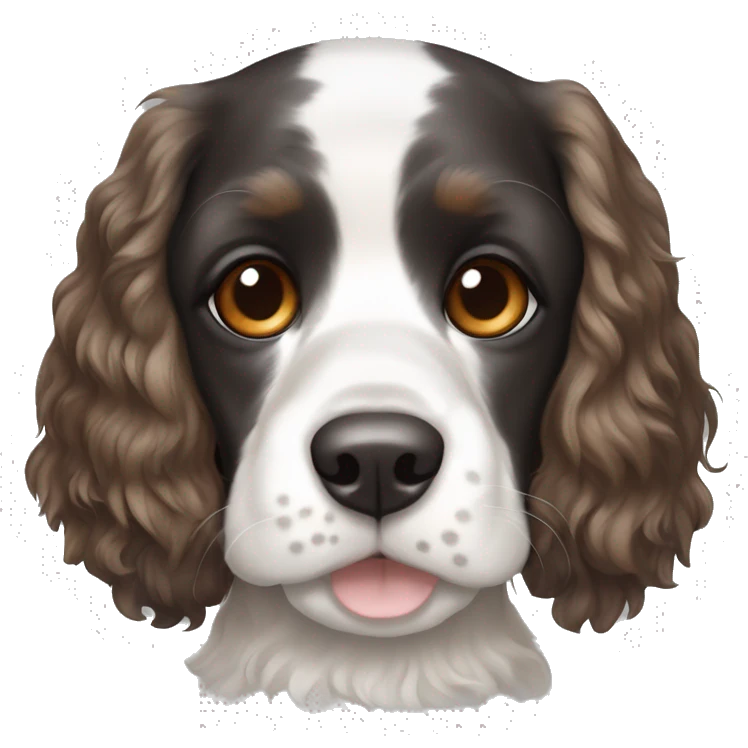 Black and white cocker spaniel blue and brown eyes emoji