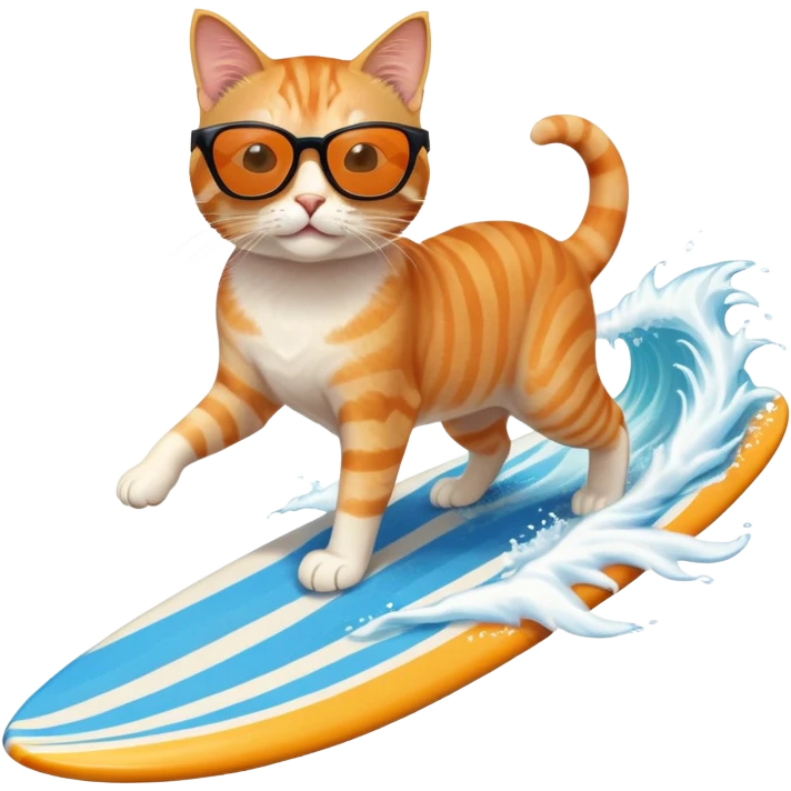 cat with sunglasses surfing a wave emoji
