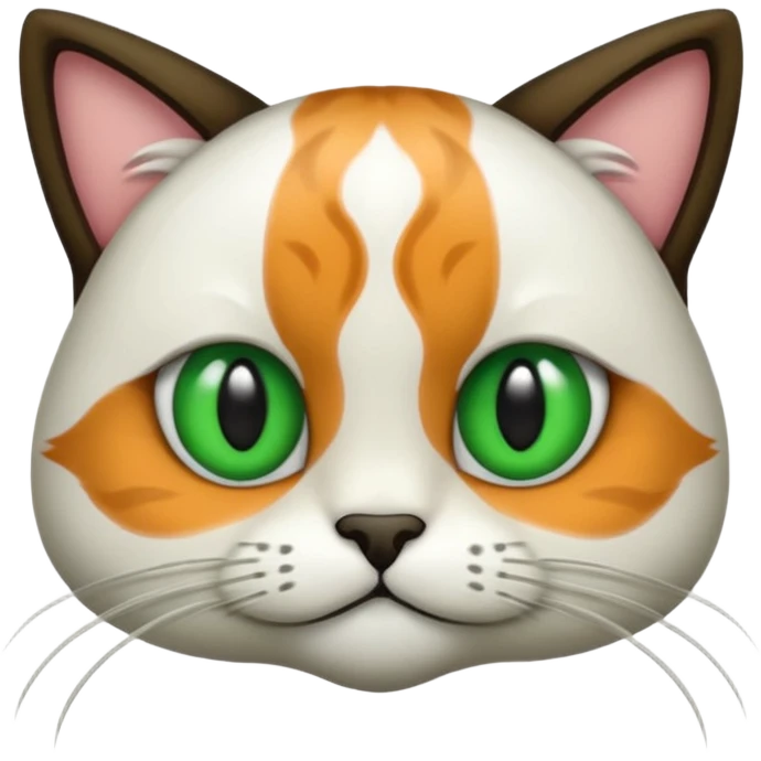 um gato branco com manchas pretas  olho preto e verde emoji
