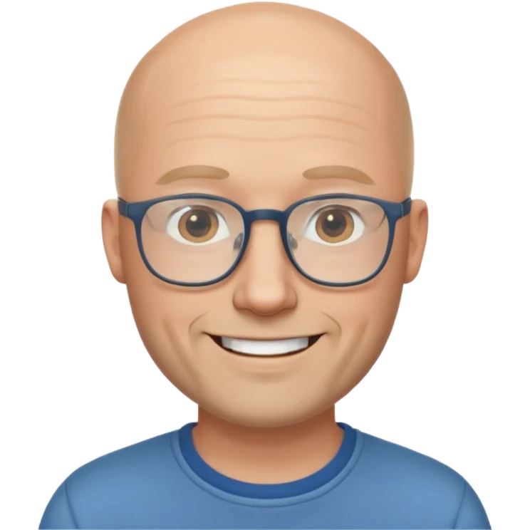 white bald man with glasses in casual clothes, with short beard emoji