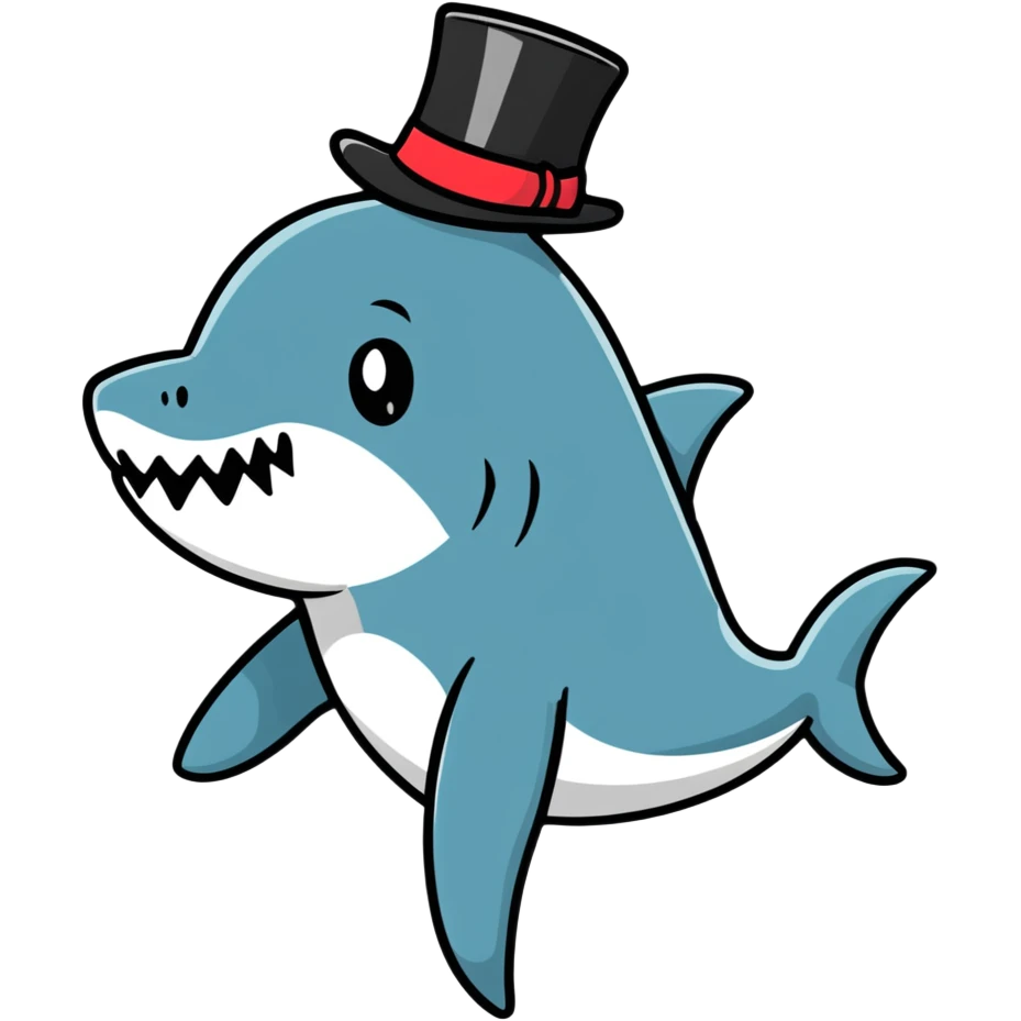 Shark with a top hat emoji
