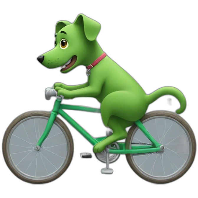 GREEN DOG RIDING BIKE emoji