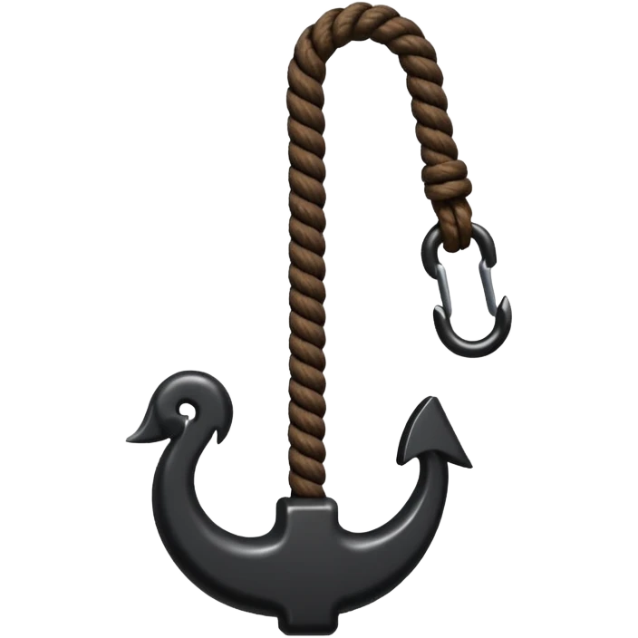 iron hook, 4 hooks, black, with rope emoji