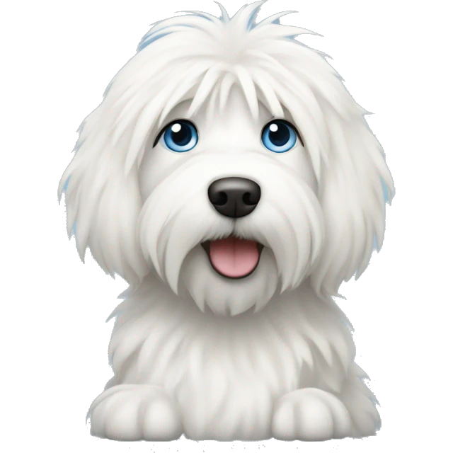 white shaggy dog with blue eyes emoji