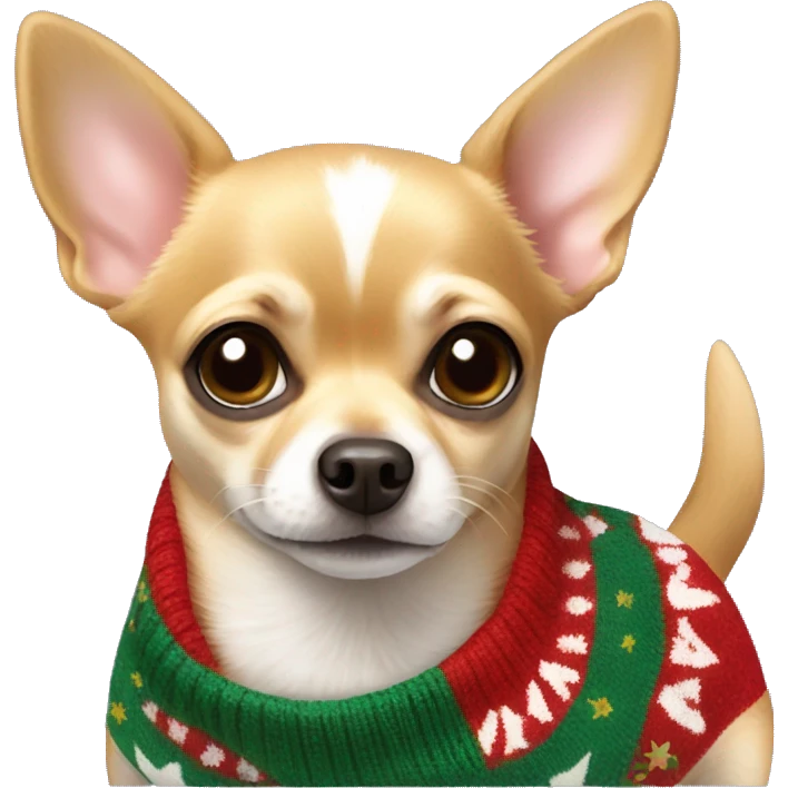 Chihuahua with Christmas sweater emoji