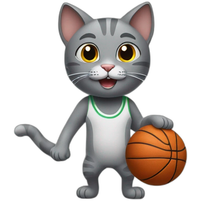 grey cat playing basketball emoji