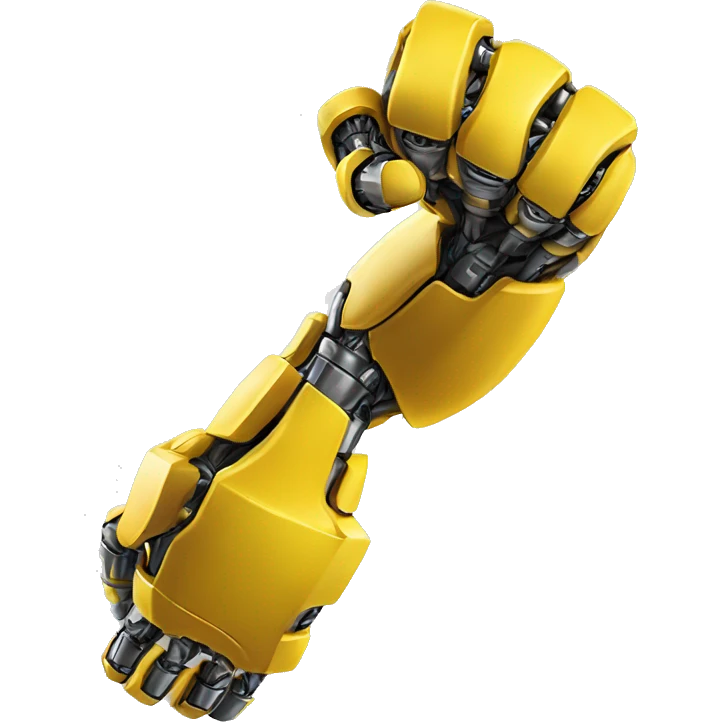 Flexing yellow mechanical cyborg bicep and arm emoji