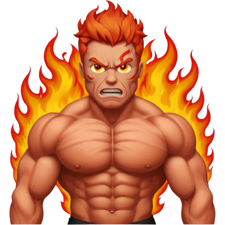 burning angry bodybuilder red haired man  emoji
